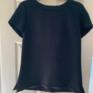 Banana Republic Blouse, navy, gold zipper pull in back, Size 12, elegant